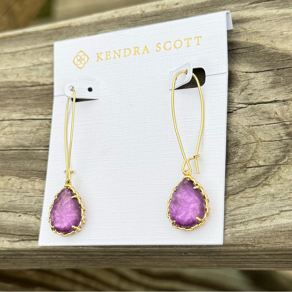 Kendra Scott Macrame Dee Drop Earrings in Purple Mica - Picture 3 of 4
